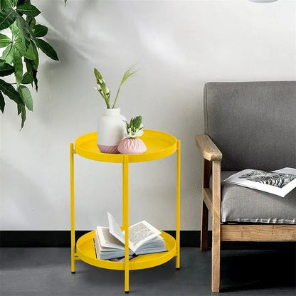 Table 2-Tier Metal Sofa Side Table - 15D x 15W x 20H
