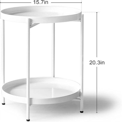 Table 2-Tier Metal Sofa Side Table - 15D x 15W x 20H