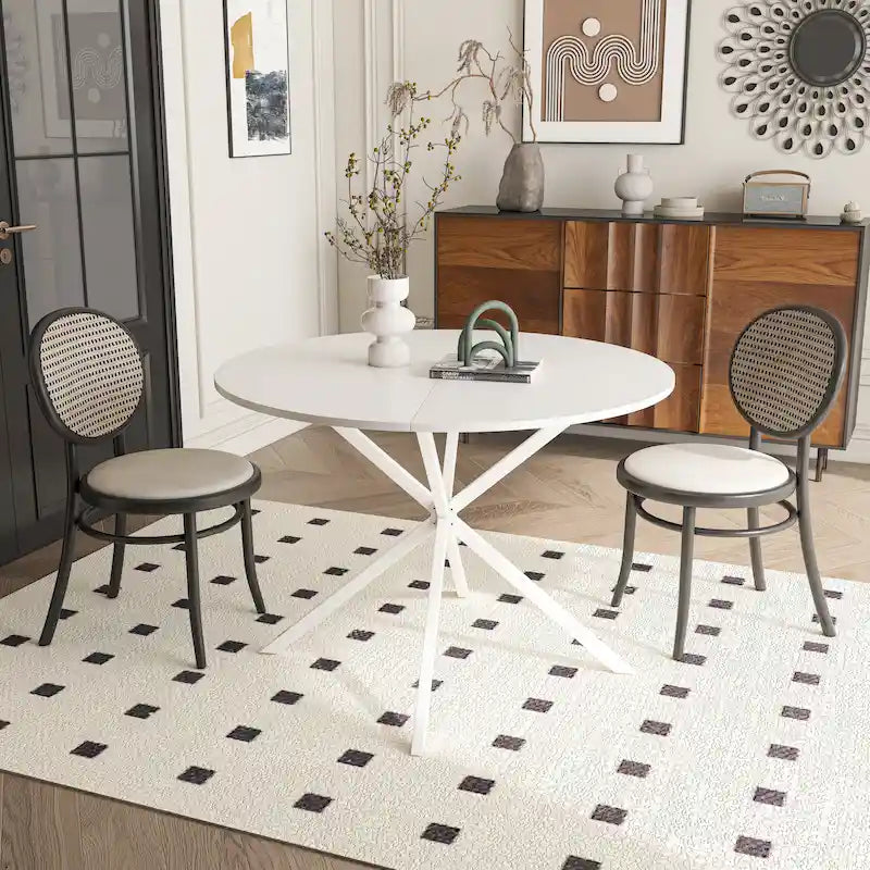 42.13 Modern Cross Leg Round Dining Table