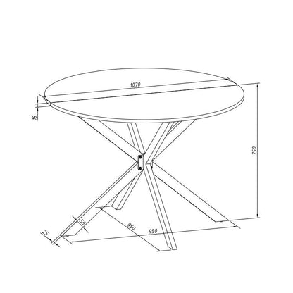 42.13 Modern Cross Leg Round Dining Table