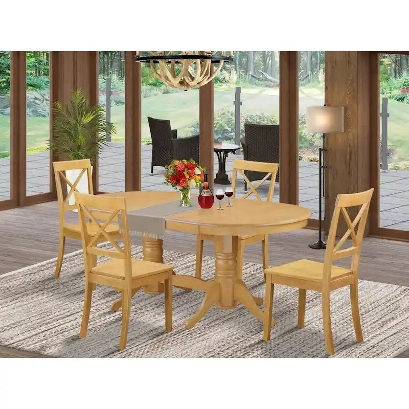East West Furniture 5 Piece Kitchen Table Set- an Oval Dining Table with Butterfly Leaf and 4 Dining Room Chairs,Oak