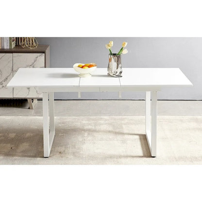 Square Extendable Dining Table with metal leg,Modern Space Saving Kitchen Table( 70.86 W x 31.5 D x 29.5 H)