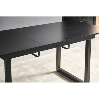 Square Extendable Dining Table with metal leg,Modern Space Saving Kitchen Table( 70.86 W x 31.5 D x 29.5 H)