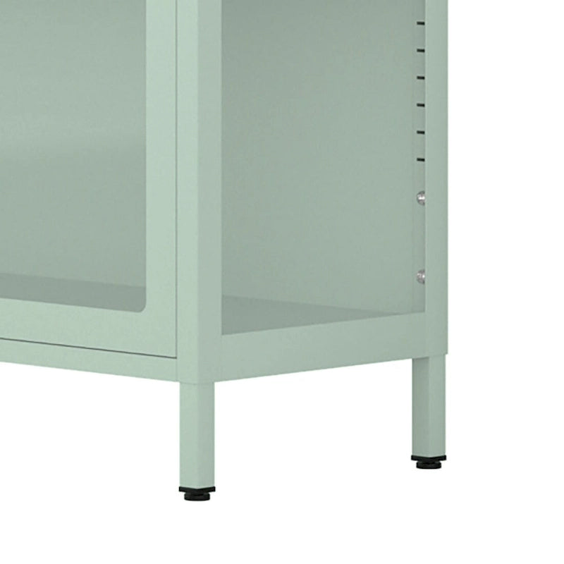Modern Minimalist 3-Sided Tempered Glass Storage Cabinet with Four Cabinet Doors