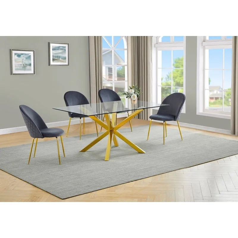 Best Quality Furniture Contemporary Glass 5-pc Dining Set