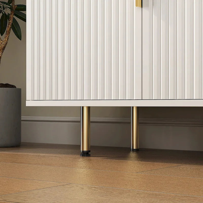 Black Modern Buffet Cabinet with Storage, Fluted Sideboard Large Buffet with Adjustable Shelves, Credenza, Accent Cabinet