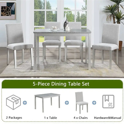 5-piece Wood Dining Counter Height Table and Chair Set