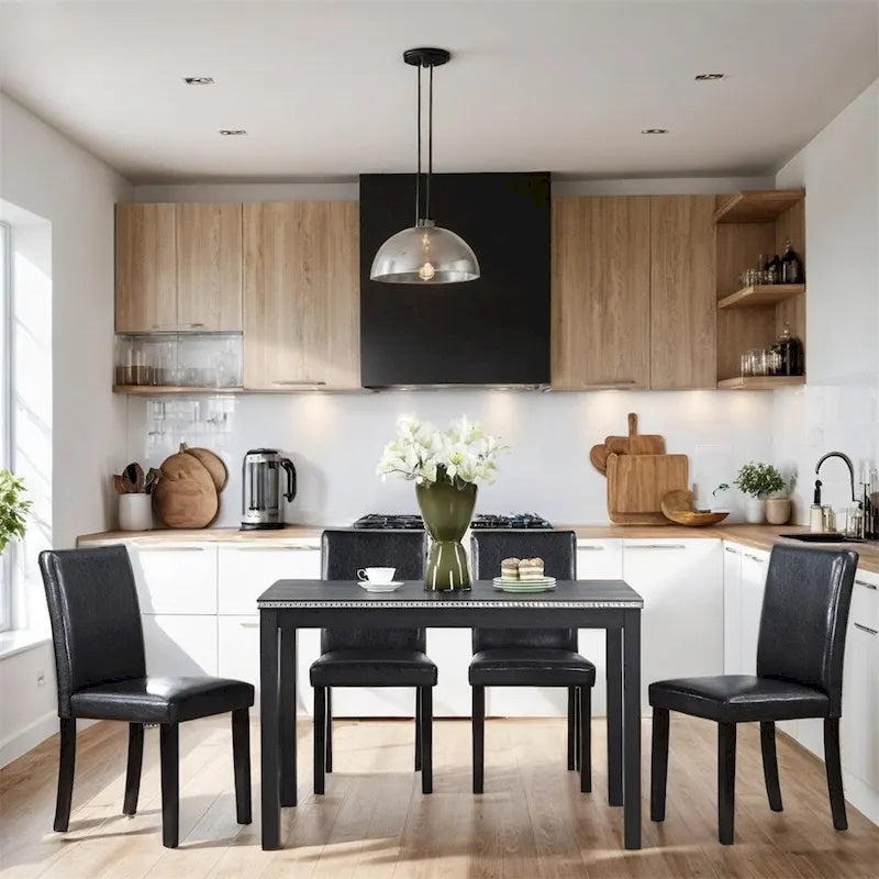 5-piece Wood Dining Counter Height Table and Chair Set