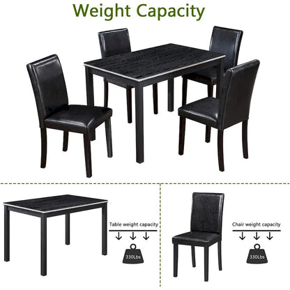 5-piece Wood Dining Counter Height Table and Chair Set
