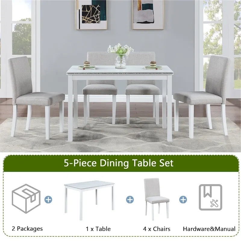 5-piece Wood Dining Counter Height Table and Chair Set
