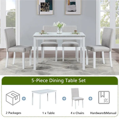5-piece Wood Dining Counter Height Table and Chair Set