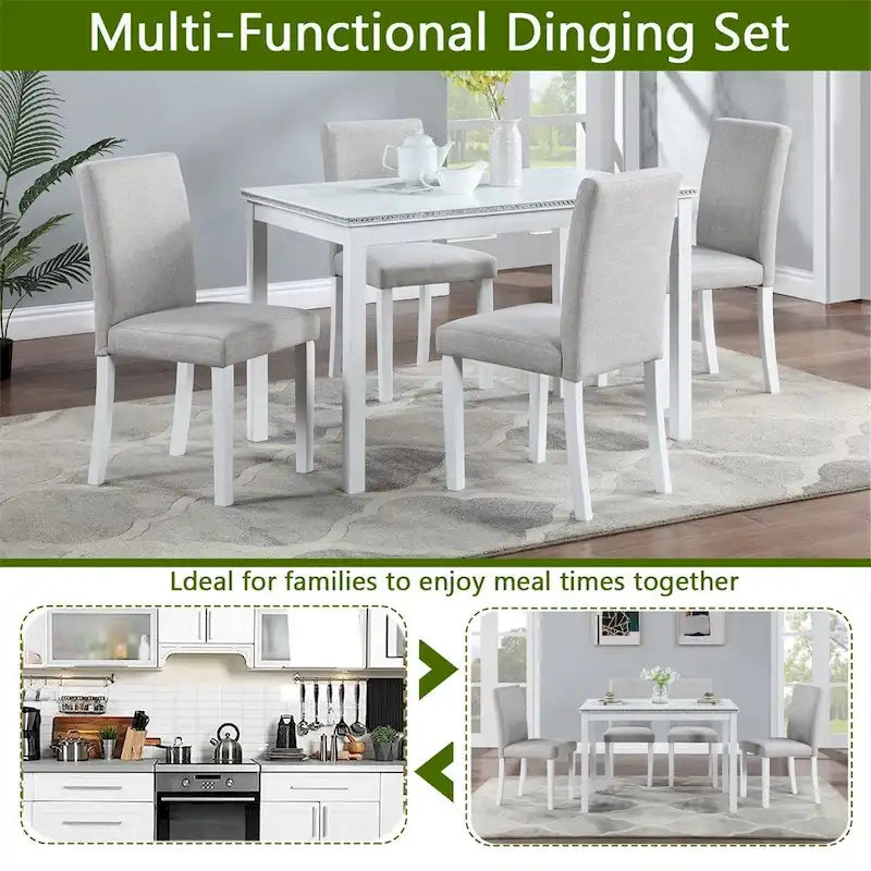 5-piece Wood Dining Counter Height Table and Chair Set