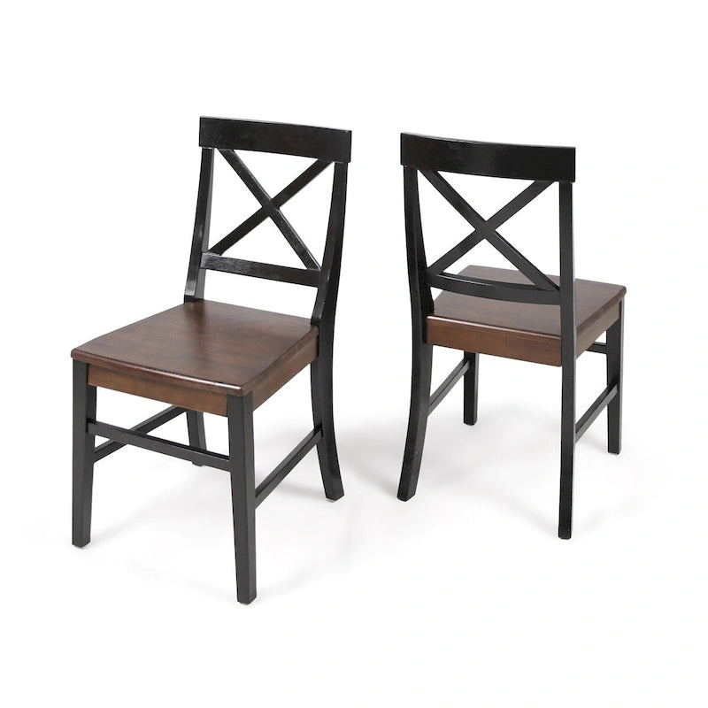 Roshan Farmhouse Acacia Wood Dining Chairs set of 2