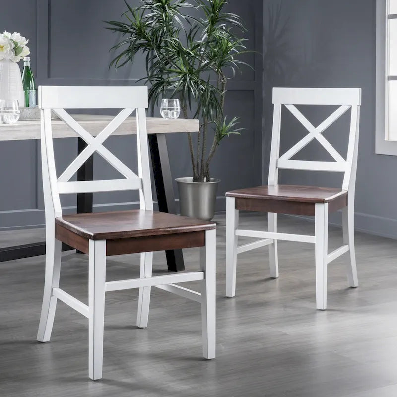 Roshan Farmhouse Acacia Wood Dining Chairs set of 2