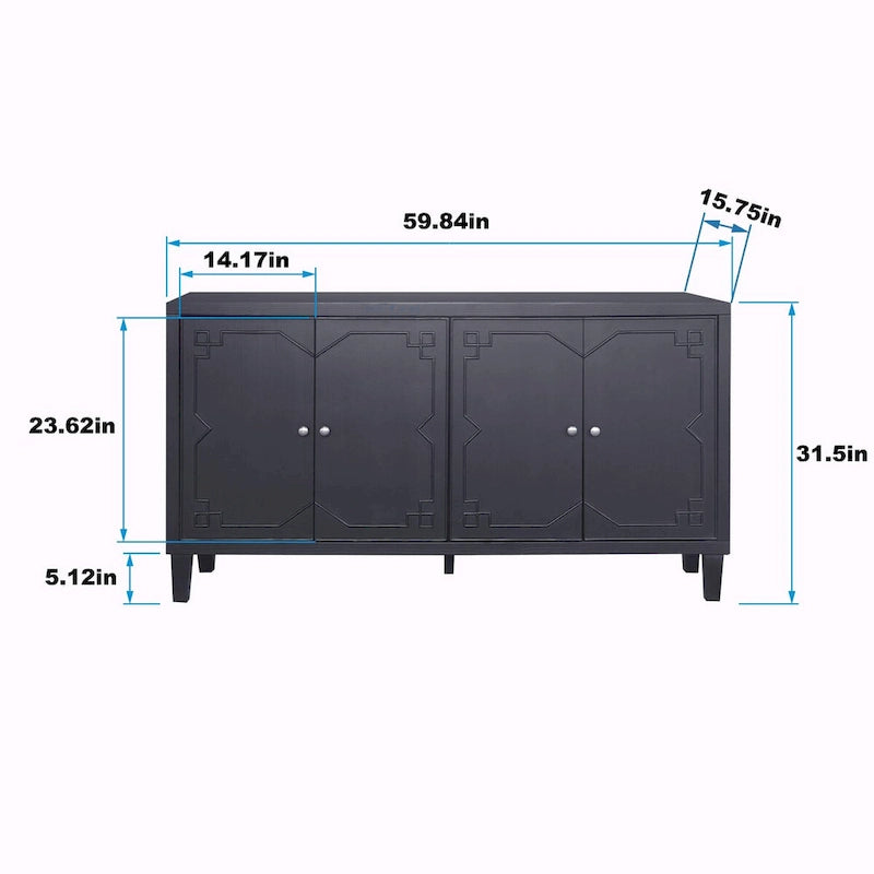 4-Door Wooden Sideboard Buffet Cabinet