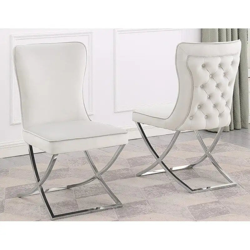 Best Master Furniture Leanne Velvet Upholstered Tufted Side Chairs - N/A