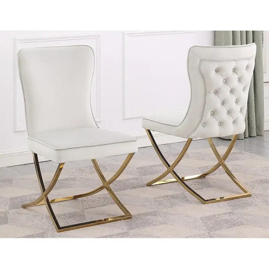 Best Master Furniture Leanne Velvet Upholstered Tufted Side Chairs - N/A