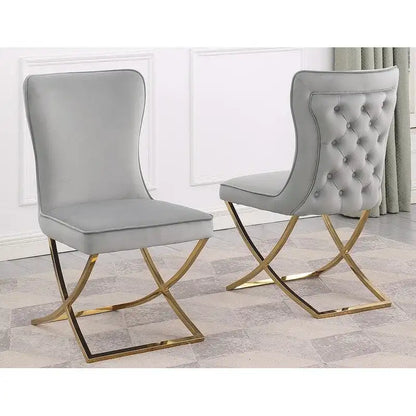 Best Master Furniture Leanne Velvet Upholstered Tufted Side Chairs - N/A