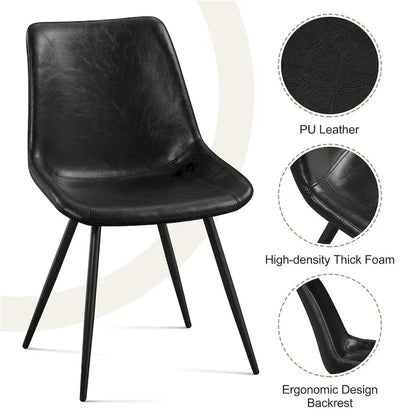 Yaheetech 2PCS Faux Leather Dining Chairs With Metal Legs - N/A