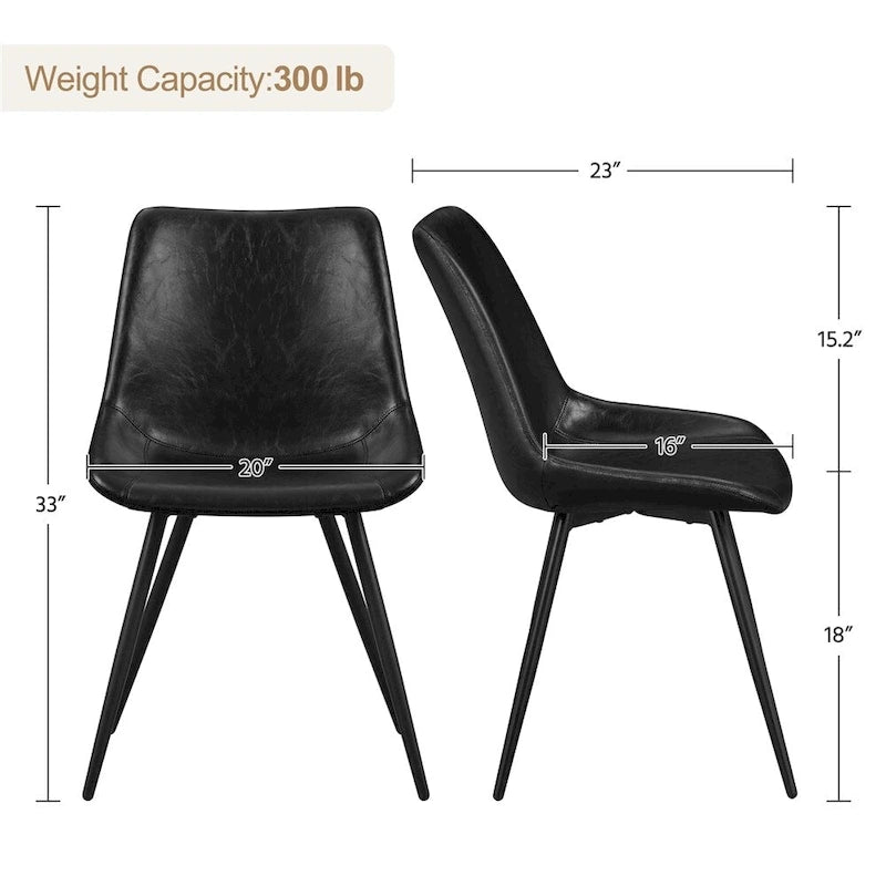 Yaheetech 2PCS Faux Leather Dining Chairs With Metal Legs - N/A