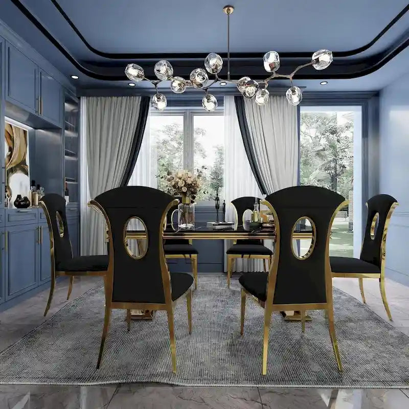 Modern Gorgeous Velvet Dining Chairs with Polished Gold Stainless Steel Legs