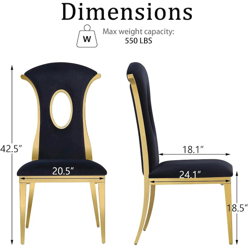 Modern Gorgeous Velvet Dining Chairs with Polished Gold Stainless Steel Legs