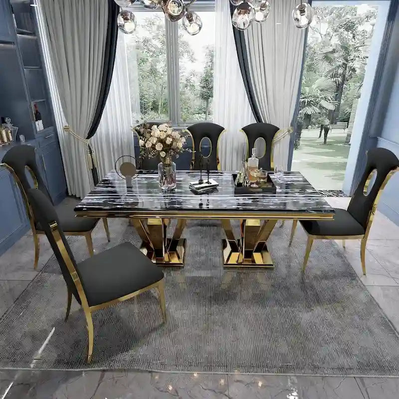 Modern Gorgeous Velvet Dining Chairs with Polished Gold Stainless Steel Legs
