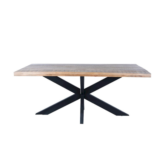 RRI Goods Sophisticated Dining Rectangle Table with Mango Wood Top and Metal Spider Leg Design, 63-Inch