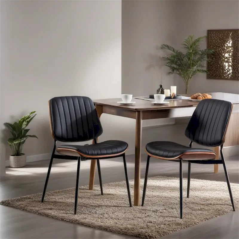 Dining Chairs Set of 2,Mid Century Modern Retro Faux Leather Chair