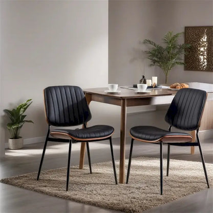 Dining Chairs Set of 2,Mid Century Modern Retro Faux Leather Chair