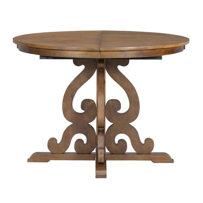 5-Piece Retro Functional Dining Set,a 16-Inch Leaf and 4 Upholstered Chairs for Dining Room and Kitchen