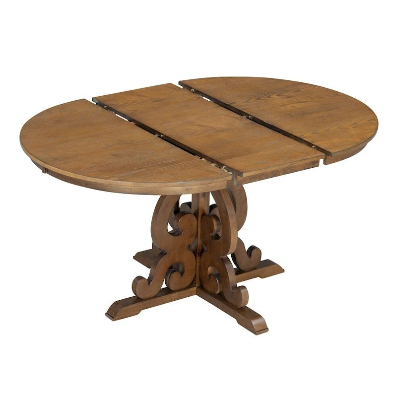 5-Piece Retro Functional Dining Set,a 16-Inch Leaf and 4 Upholstered Chairs for Dining Room and Kitchen