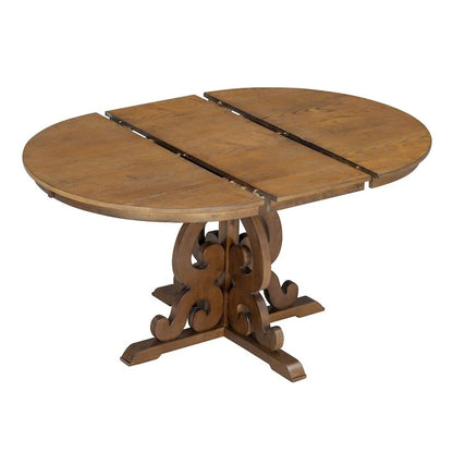 5-Piece Retro Functional Dining Set,a 16-Inch Leaf and 4 Upholstered Chairs for Dining Room and Kitchen