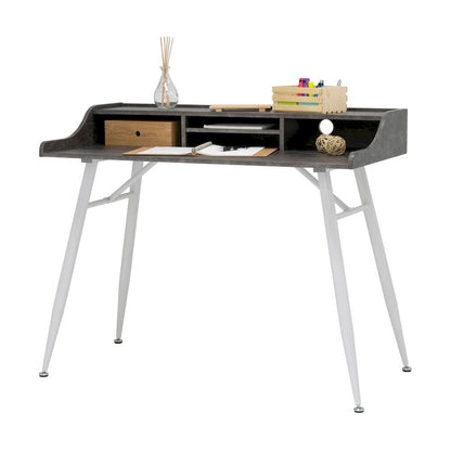 Calico Designs Woodford 45 Wide Modern, Secretary, Writing, Desk with Low Storage Hutch and Metal Tapered Legs