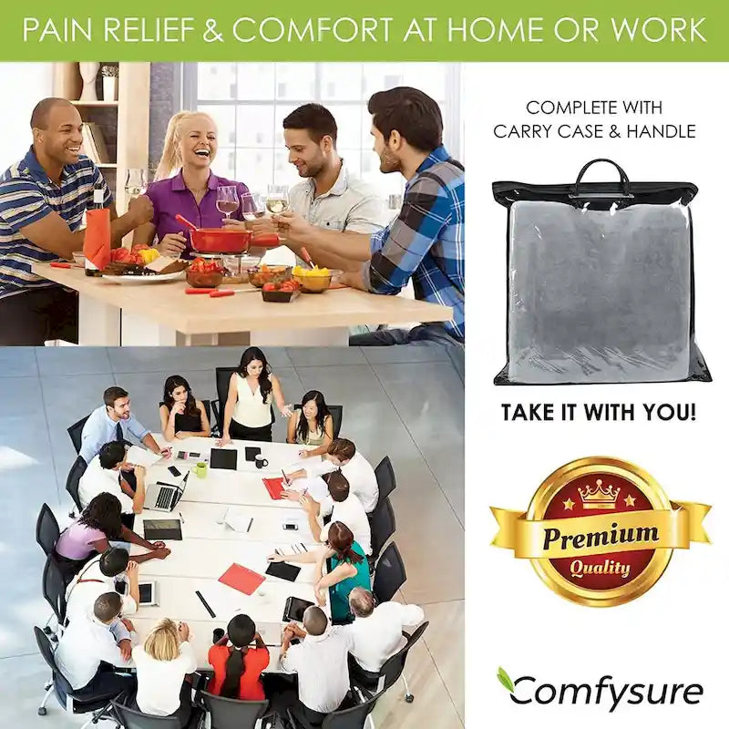 ComfySure Car Seat Wedge Pillow - Memory Foam Firm Cushion-Pain Relief