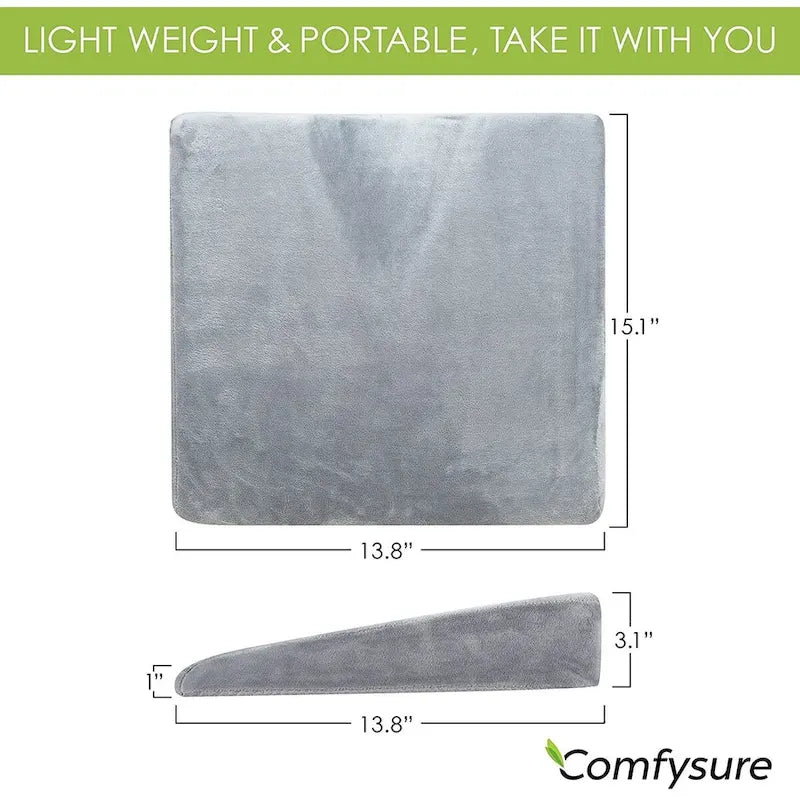 ComfySure Car Seat Wedge Pillow - Memory Foam Firm Cushion-Pain Relief