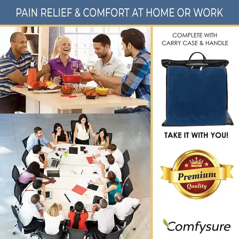 ComfySure Car Seat Wedge Pillow - Memory Foam Firm Cushion-Pain Relief