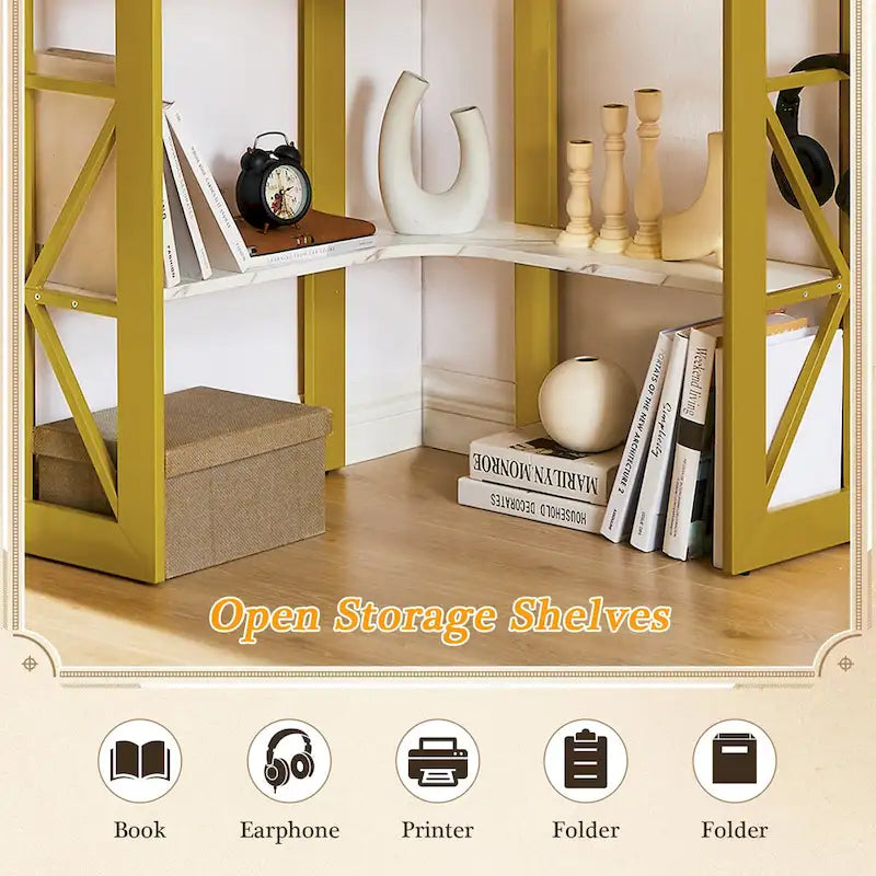 Javlergo Corner Desk with Keyboard Tray, Study Writing Computer Table for College Dorm Home Office