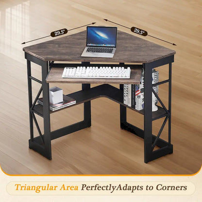 Javlergo Corner Desk with Keyboard Tray, Study Writing Computer Table for College Dorm Home Office