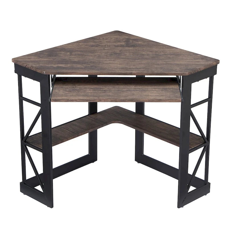 Javlergo Corner Desk with Keyboard Tray, Study Writing Computer Table for College Dorm Home Office