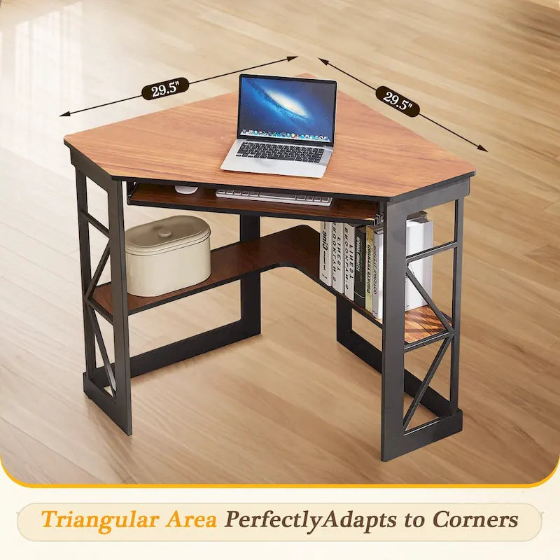 Javlergo Corner Desk with Keyboard Tray, Study Writing Computer Table for College Dorm Home Office