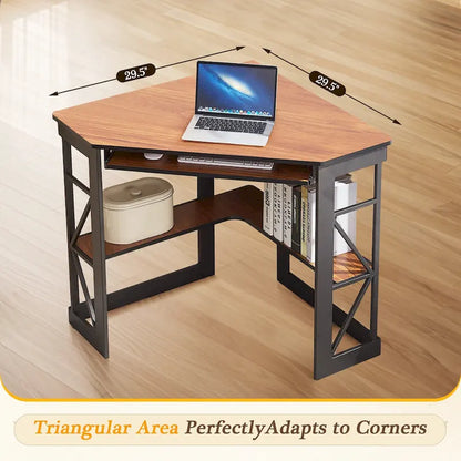 Javlergo Corner Desk with Keyboard Tray, Study Writing Computer Table for College Dorm Home Office