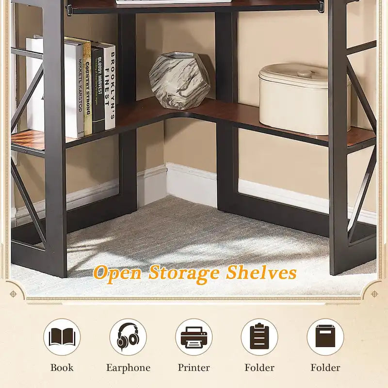 Javlergo Corner Desk with Keyboard Tray, Study Writing Computer Table for College Dorm Home Office