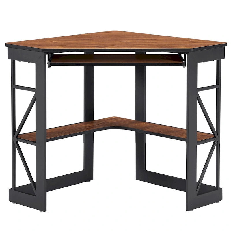 Javlergo Corner Desk with Keyboard Tray, Study Writing Computer Table for College Dorm Home Office