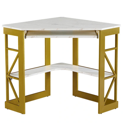 Javlergo Corner Desk with Keyboard Tray, Study Writing Computer Table for College Dorm Home Office