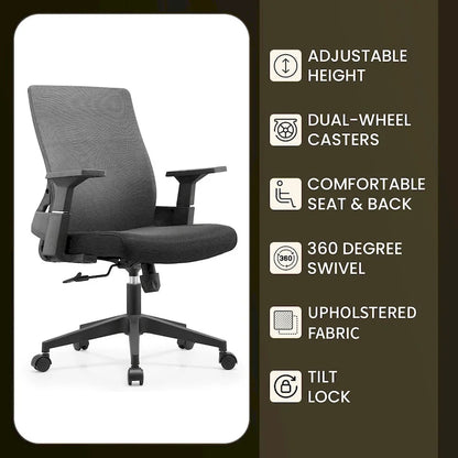 Adjustable Mid-Back Office Chair with 360-Degree Swivel and Tilt Brio Series by LeisureMod