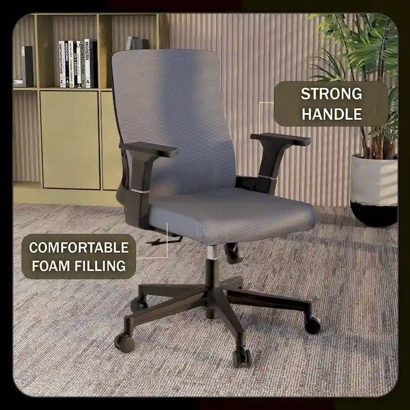 Adjustable Mid-Back Office Chair with 360-Degree Swivel and Tilt Brio Series by LeisureMod