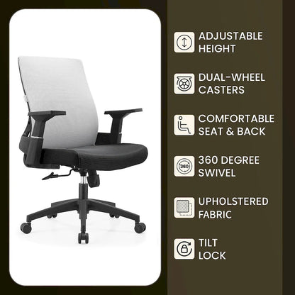 Adjustable Mid-Back Office Chair with 360-Degree Swivel and Tilt Brio Series by LeisureMod