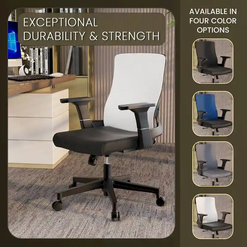 Adjustable Mid-Back Office Chair with 360-Degree Swivel and Tilt Brio Series by LeisureMod