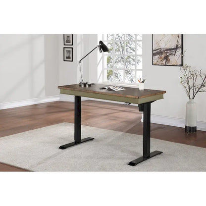 Farmhouse Electric Sit/Stand Desk, Height Adjustable Table, Blue